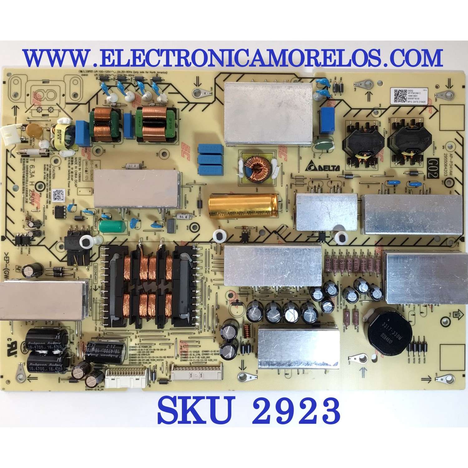 FUENTE DE PODER PARA TV SONY / NUMERO DE PARTE 1-006-108-31 / AP-P341AM / 2955064203 / 100610831 / PANEL YDBO065DBU02 / MODELO XR-65X95J / XR65X95J